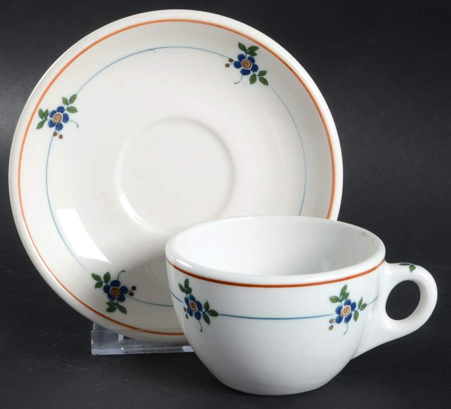 Gardena (Rust Trim) Flat Cup & Saucer Set by Syracuse-1