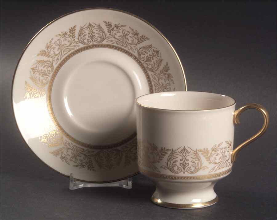 Gold Riviera Footed Cup & Saucer Set by Syracuse-1