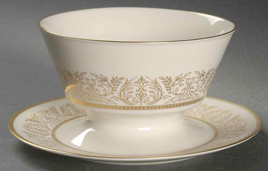 Gold Riviera Gravy Boat with Attached Underplate by Syracuse-1