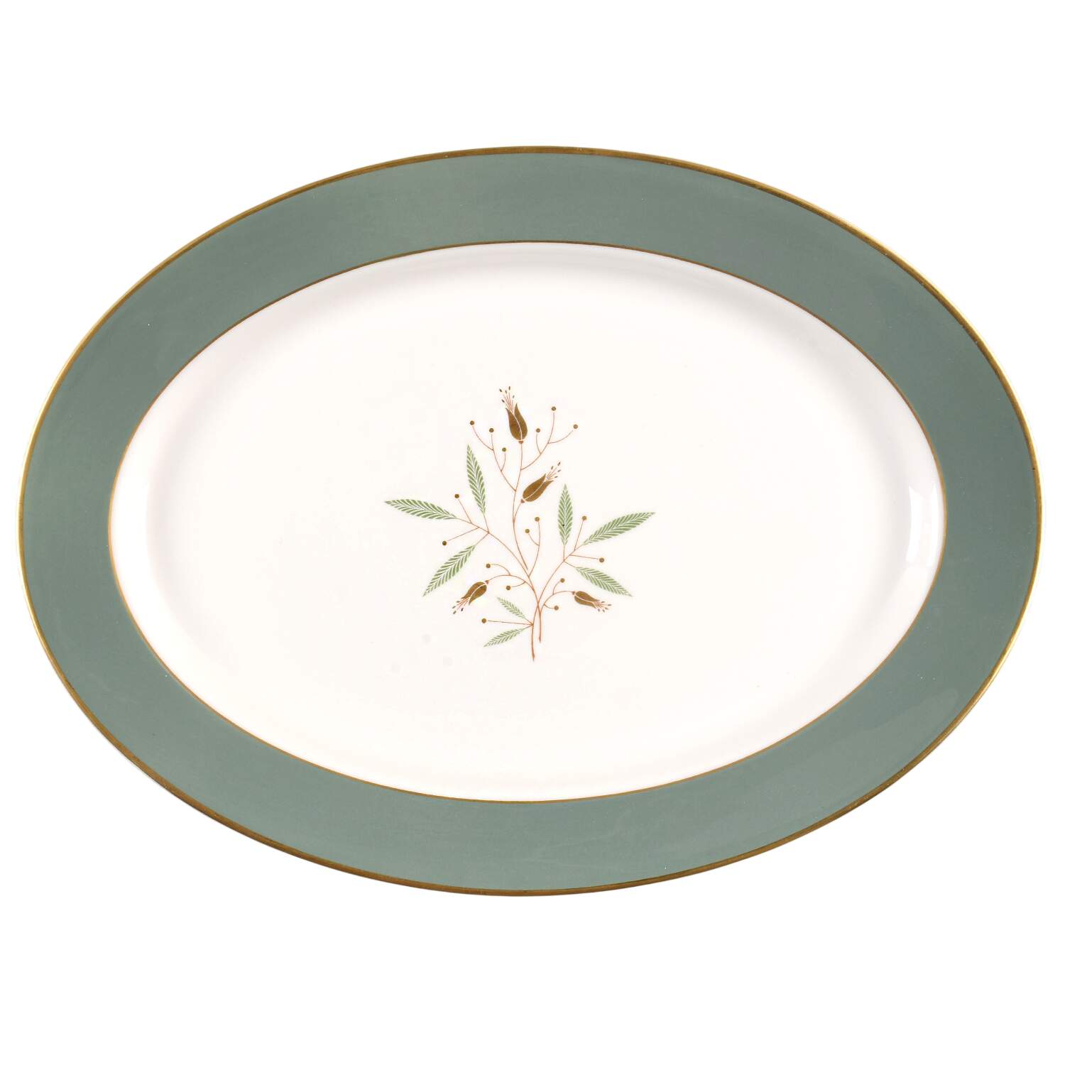 Grandeur (Gold Trim) 12" Oval Serving Platter by Syracuse-1