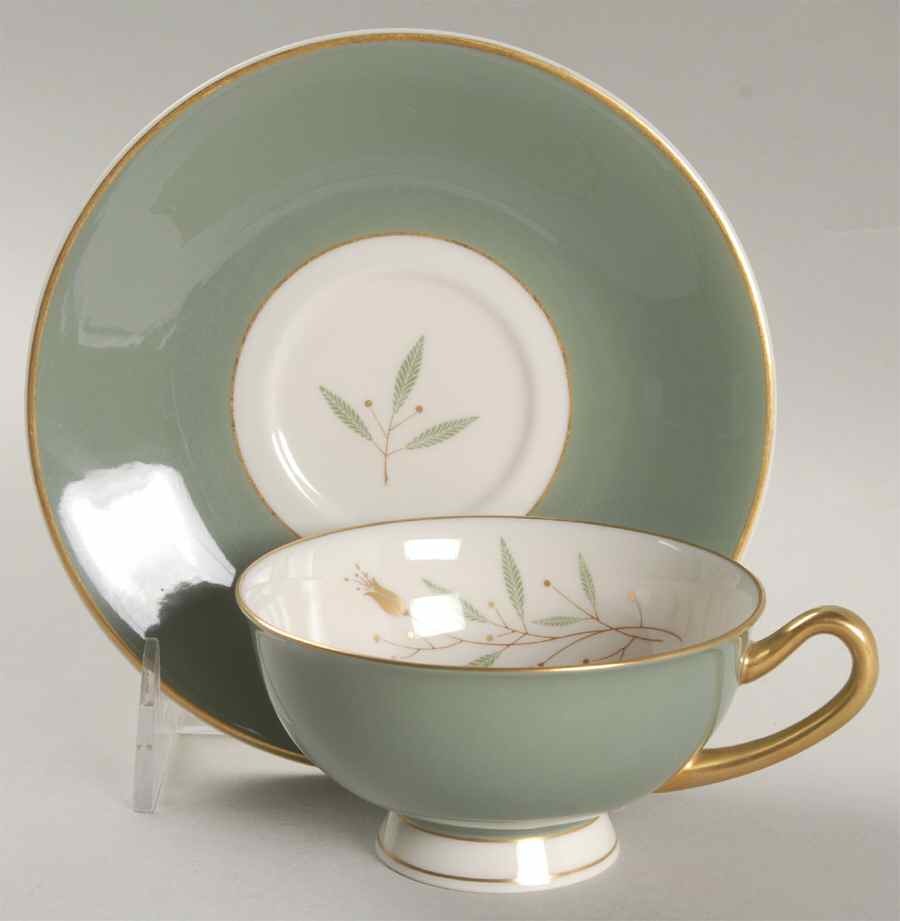 Grandeur (Gold Trim) Footed Cup & Saucer Set by Syracuse-1