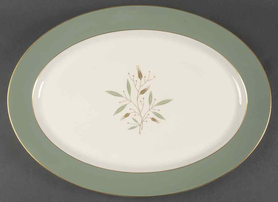 Grandeur (Gold Trim) 16" Oval Serving Platter by Syracuse-1