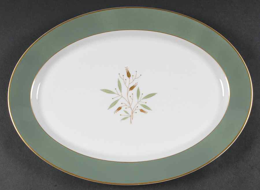 Grandeur (Gold Trim) 14" Oval Serving Platter by Syracuse-1
