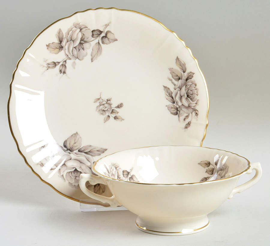 Graymont Footed Cream Soup Bowl & Saucer Set by Syracuse-1