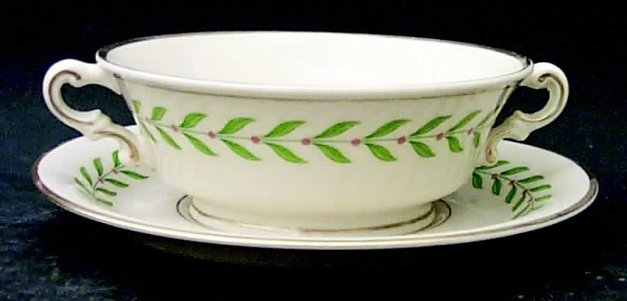 Greenwood Footed Cream Soup Bowl & Saucer Set by Syracuse-1
