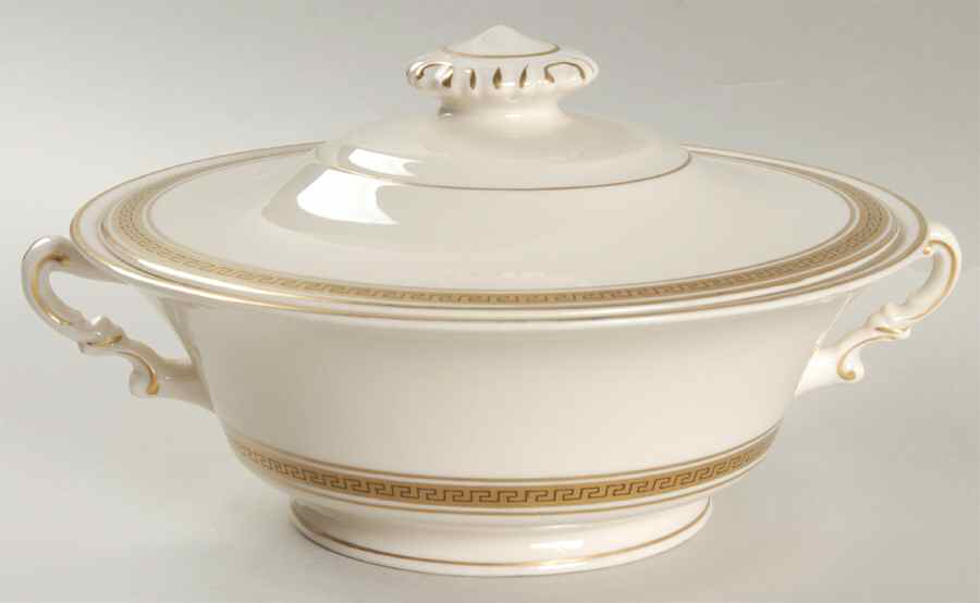 Greek Key Round Covered Vegetable by Syracuse-1