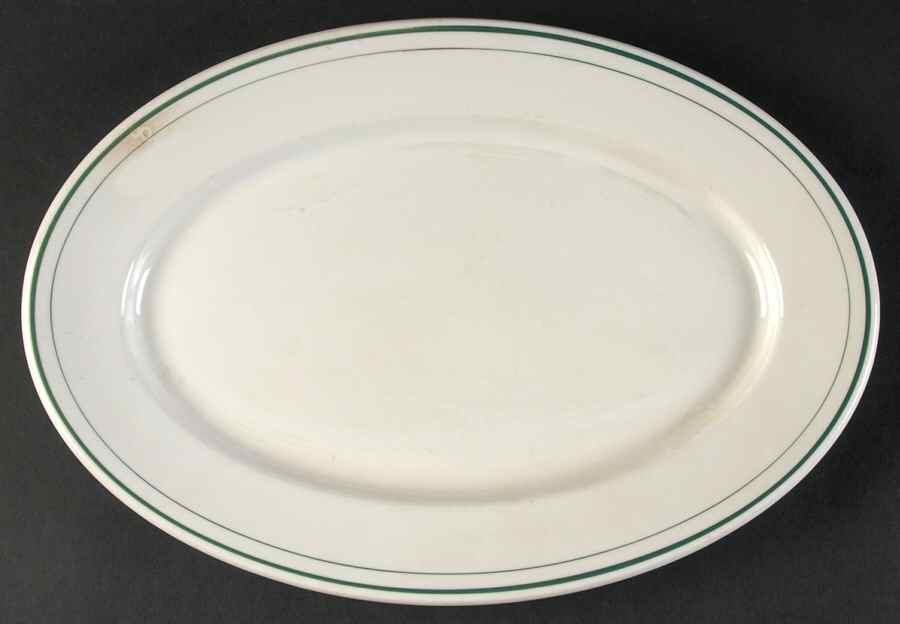 Green Mohawk 13" Oval Serving Platter by Syracuse-1
