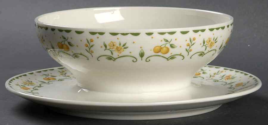 Harvest Gold Gravy Boat with Attached Underplate by Syracuse-1