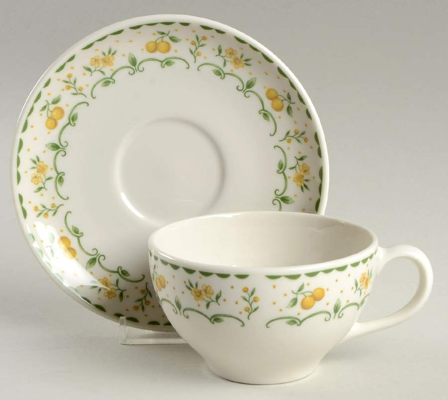 Harvest Gold Flat Cup & Saucer Set by Syracuse-1