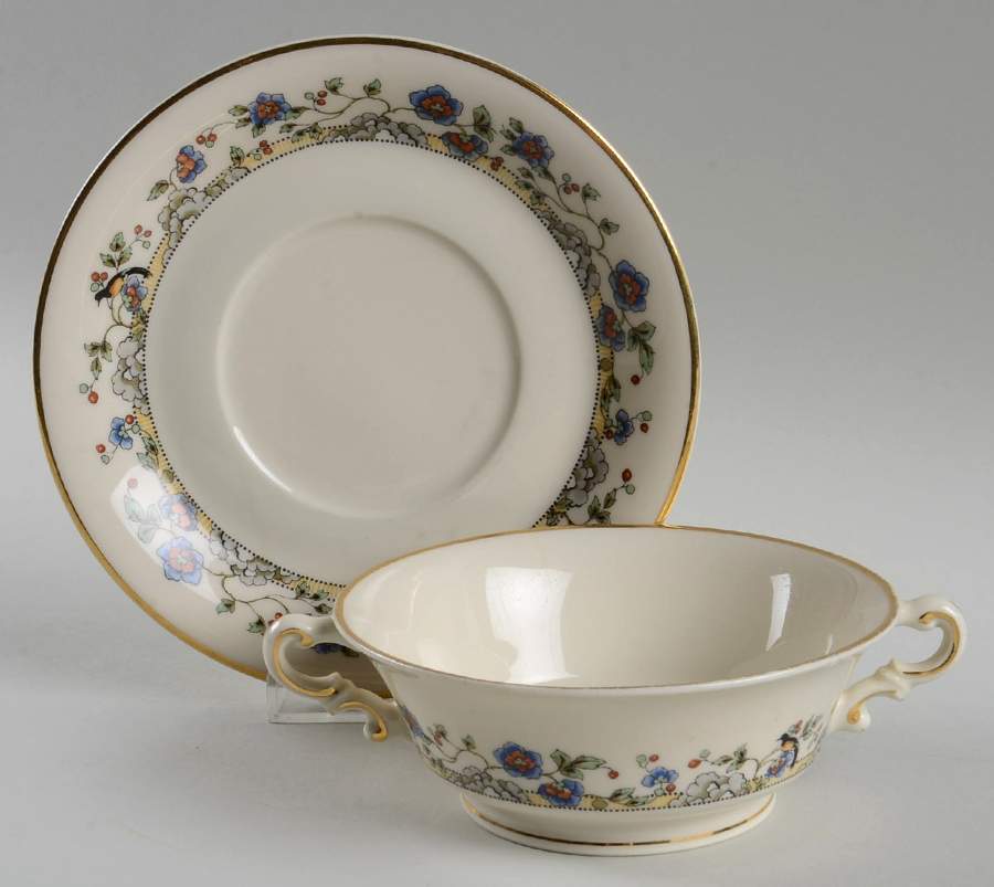 Hampton Footed Cream Soup Bowl & Saucer Set by Syracuse-1