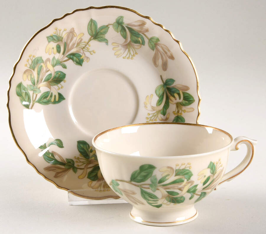 Honeysuckle Footed Cup & Saucer Set by Syracuse-1