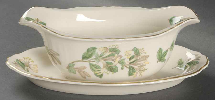 Honeysuckle Gravy Boat with Attached Underplate by Syracuse-1
