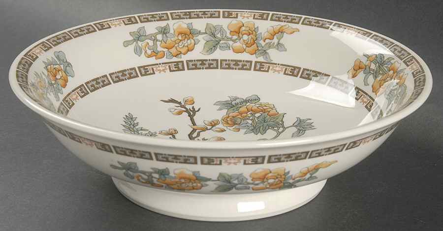 Indian Tree Orange Flowers (Cream) 9" Round Vegetable Bowl by Syracuse-1