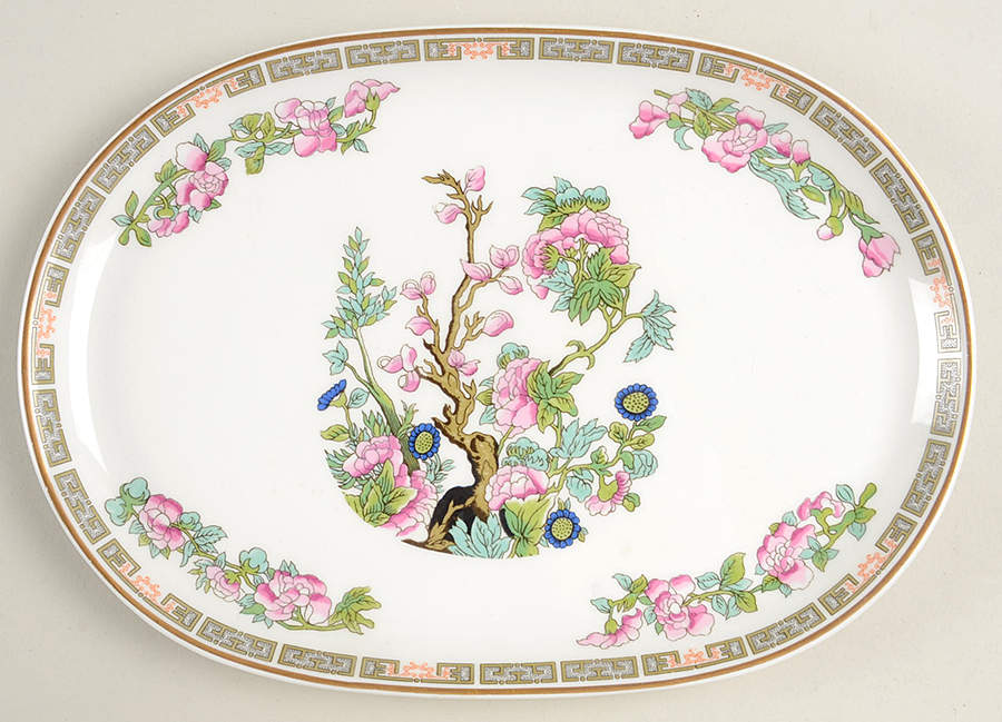 Indian Tree Pink (Smooth Edge) 10" Oval Tray by Syracuse-1