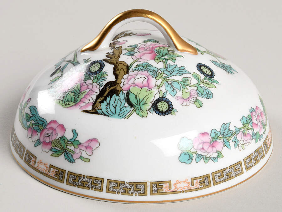 Indian Tree Pink (Smooth Edge) Lid for Round Butter by Syracuse-1