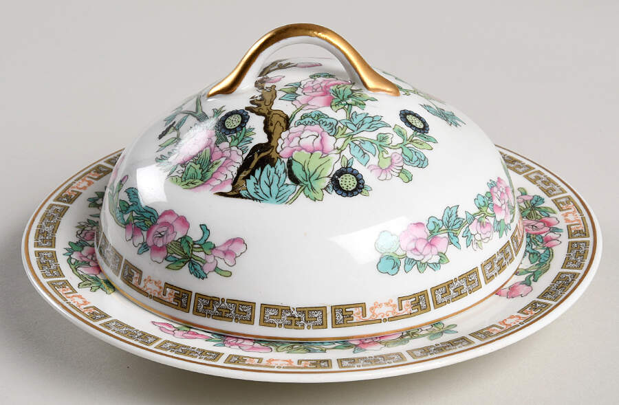 Indian Tree Pink (Smooth Edge) Round Covered Butter by Syracuse-1