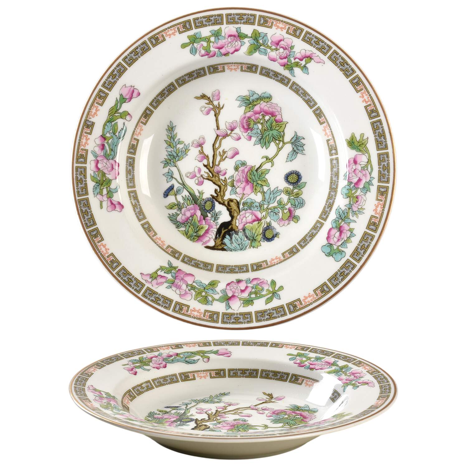 Indian Tree Pink (Smooth Edge) Rim Soup Bowl by Syracuse-1
