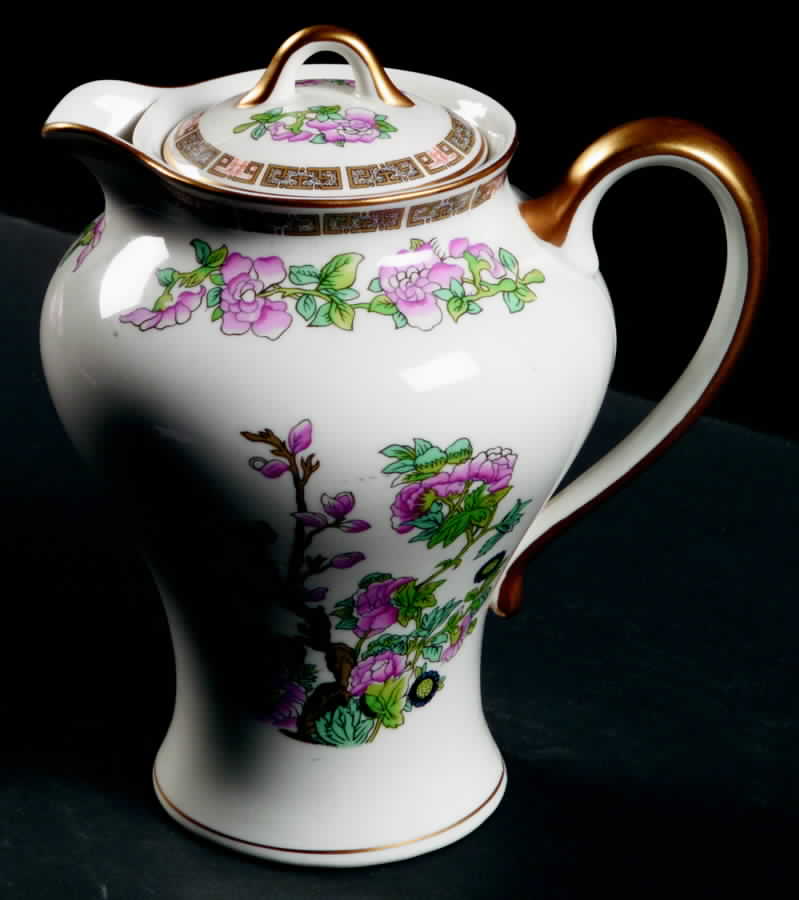 Indian Tree Pink (Smooth Edge) Coffee Pot & Lid by Syracuse-1