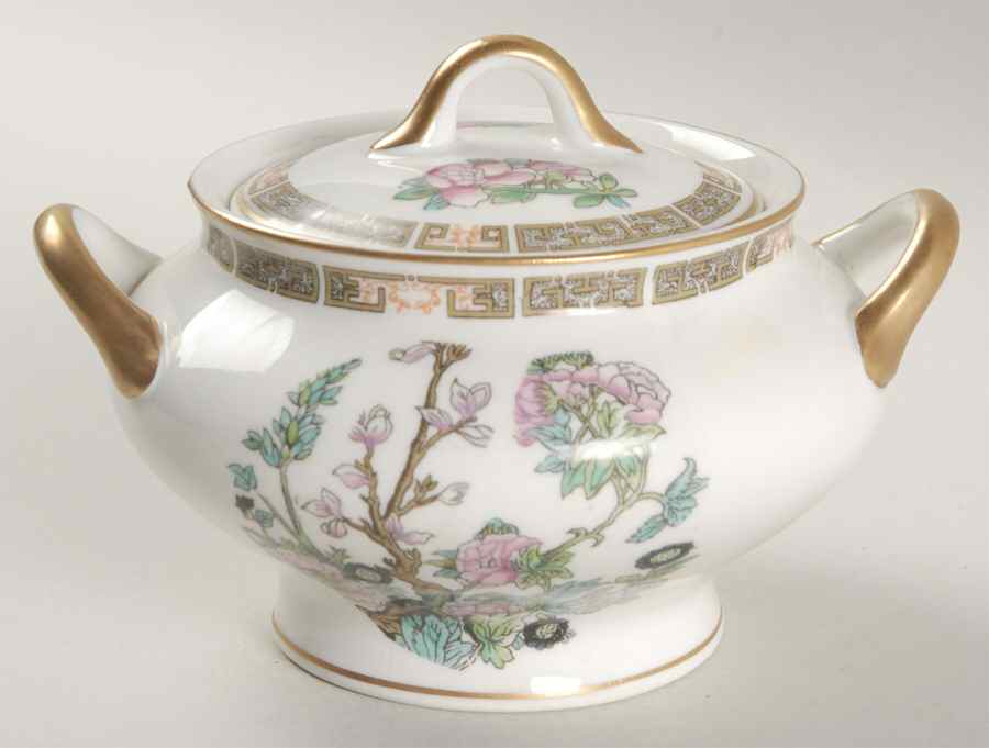Indian Tree Pink (Smooth Edge) Sugar Bowl & Lid by Syracuse-1