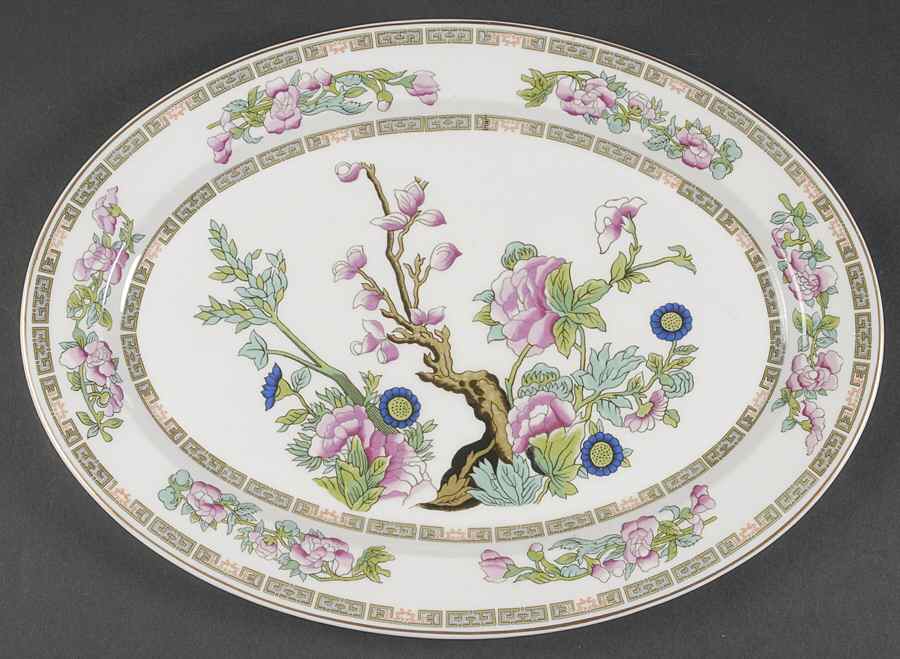 Indian Tree Pink (Smooth Edge) 14" Oval Serving Platter by Syracuse-1