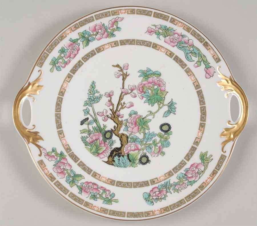 Indian Tree Pink (Smooth Edge) Handled Cake Plate by Syracuse-1