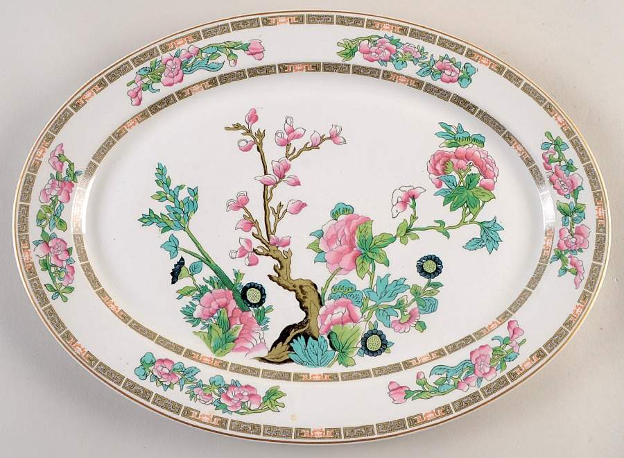 Indian Tree Pink (Smooth Edge) 16" Oval Serving Platter by Syracuse-1