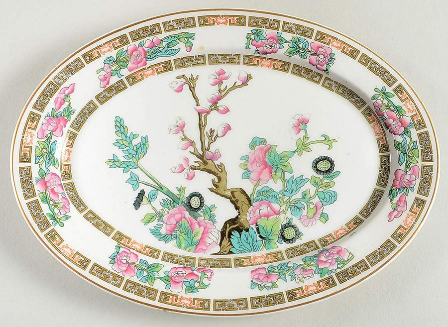 Indian Tree Pink (Smooth Edge) 10" Oval Serving Platter by Syracuse-1