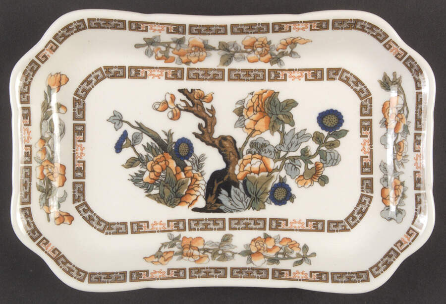 Indian Tree Orange Flowers (White) 8" Rectangular Serivng Platter by Syracuse-1