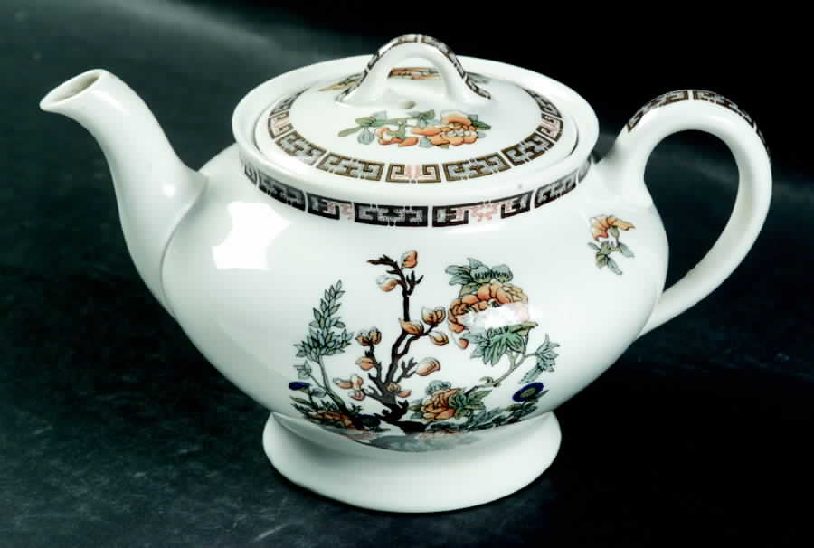 Indian Tree Orange Flowers (White) Teapot & Lid by Syracuse-1