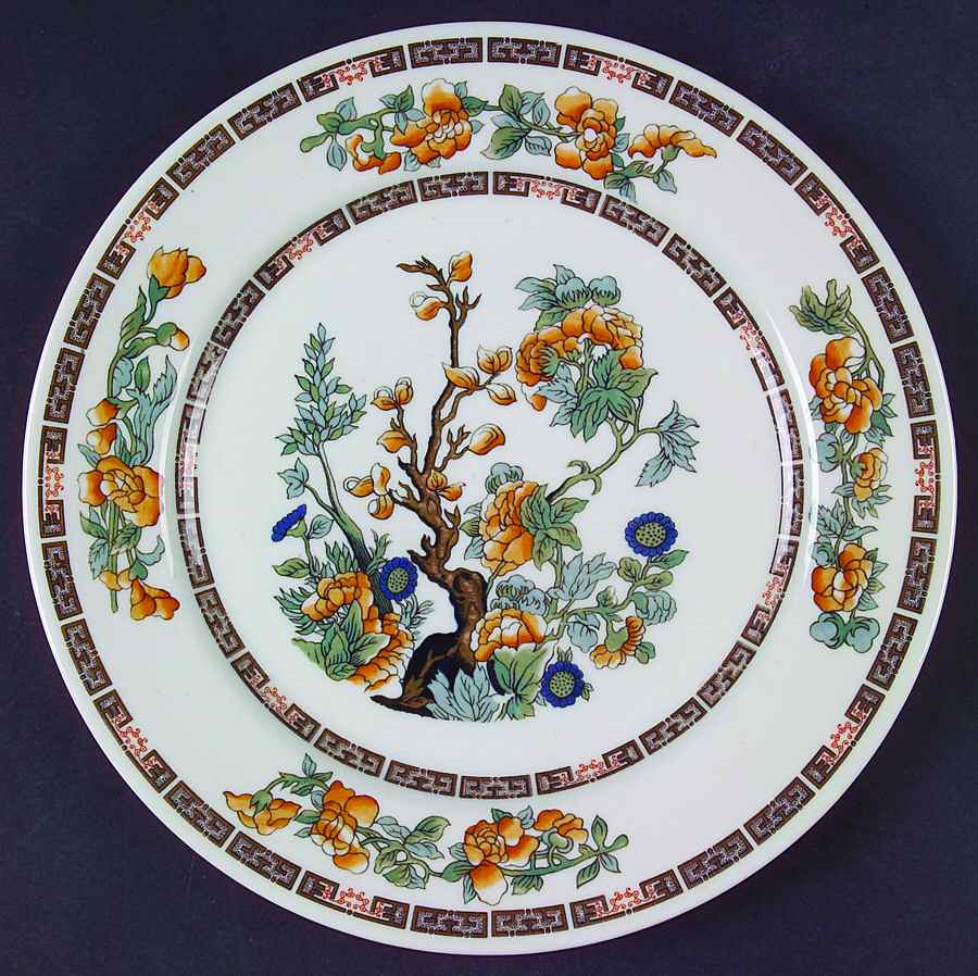 Indian Tree Orange Flowers (White) Dinner Plate by Syracuse-1