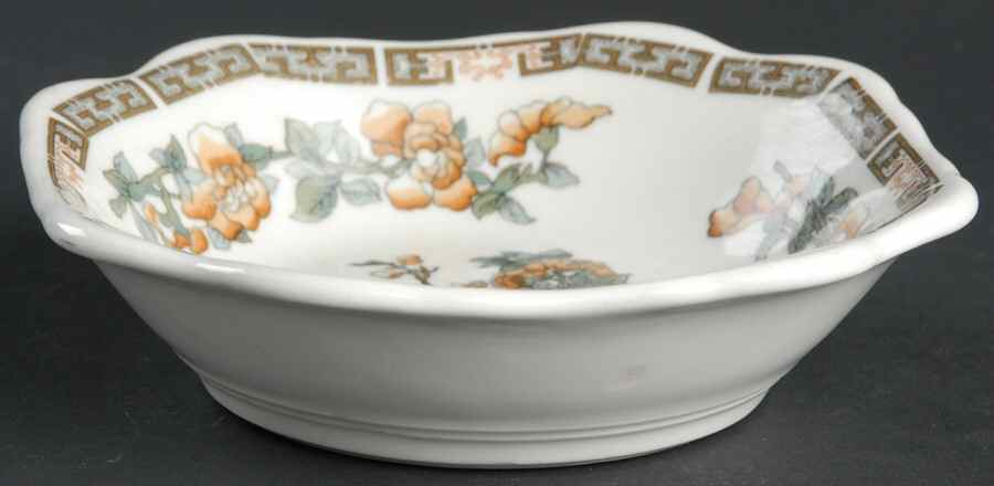 Indian Tree Orange Flowers (White) Square Fruit/Dessert (Sauce) Bowl by Syracuse-1