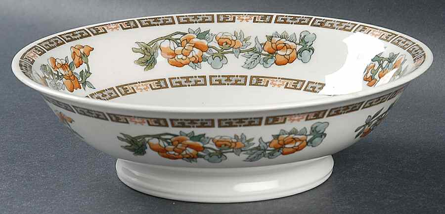 Indian Tree Orange Flowers (White) 8" Round Vegetable Bowl by Syracuse-1