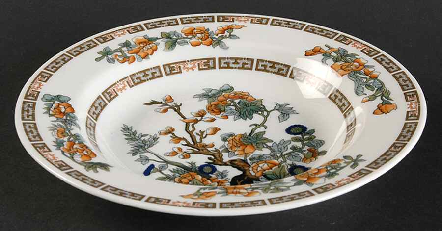 Indian Tree Orange Flowers (White) Rim Soup Bowl by Syracuse-1