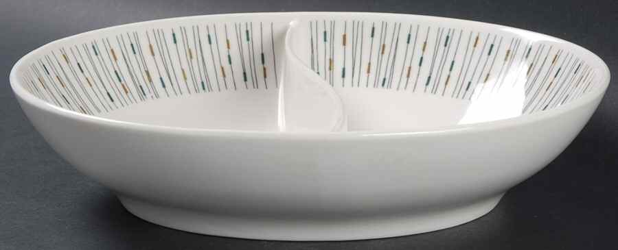 Jackstraws 10" Oval Divided Vegetable Bowl by Syracuse-1