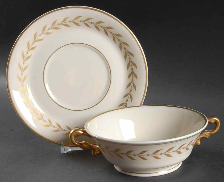 Jefferson Footed Cream Soup Bowl & Saucer Set by Syracuse-1