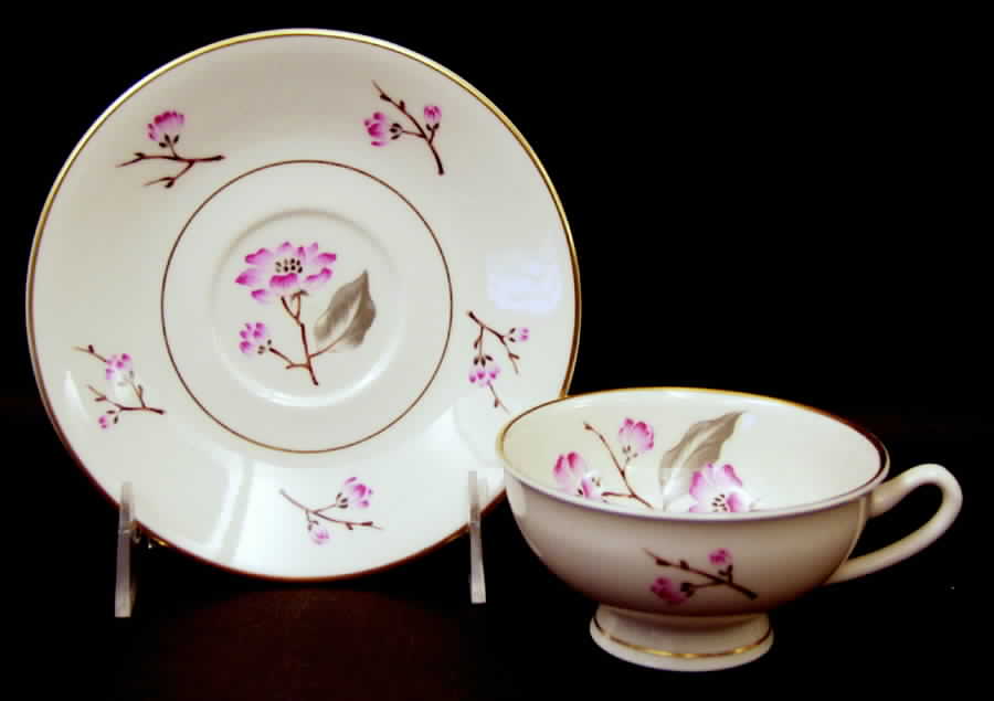 Jubilee (Pink Flowers) Footed Cup & Saucer Set by Syracuse-1