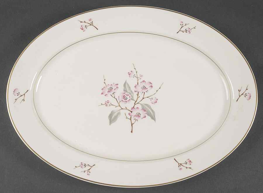 Jubilee (Pink Flowers) 14" Oval Serving Platter by Syracuse-1
