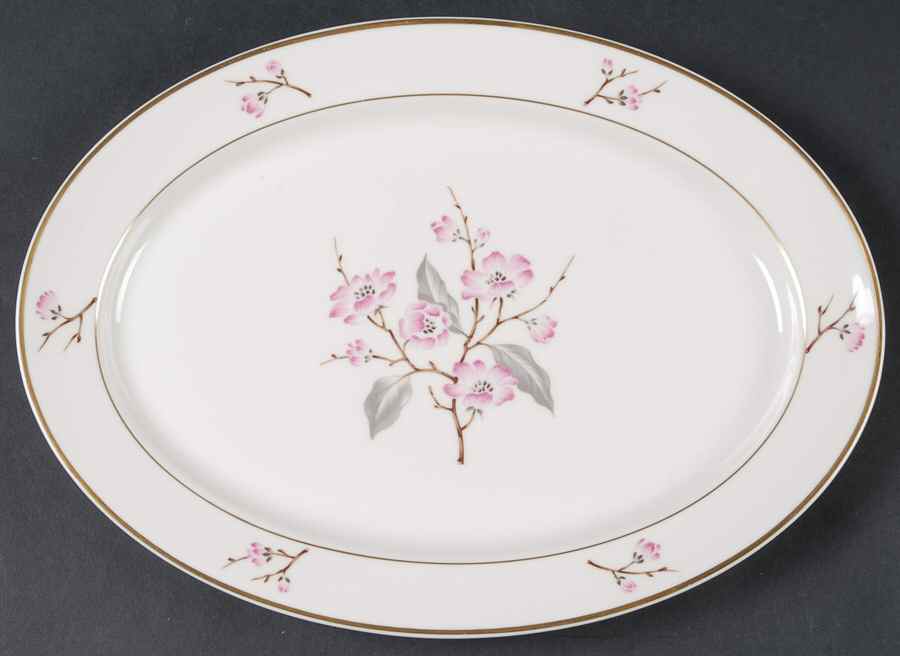 Jubilee (Pink Flowers) 12" Oval Serving Platter by Syracuse-1