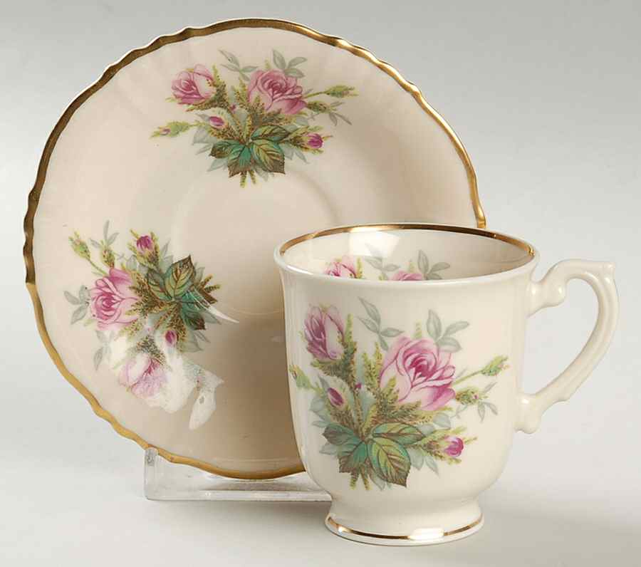 June Rose Footed Demitasse Cup & Saucer Set by Syracuse-1