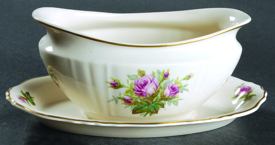 June Rose Gravy Boat with Attached Underplate by Syracuse-1