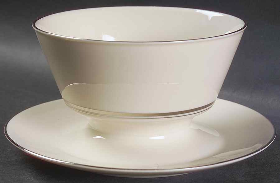 Kent (Platinum Trim) Gravy Boat with Attached Underplate by Syracuse-1