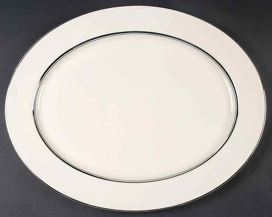 Kent (Platinum Trim) 16" Oval Serving Platter by Syracuse-1