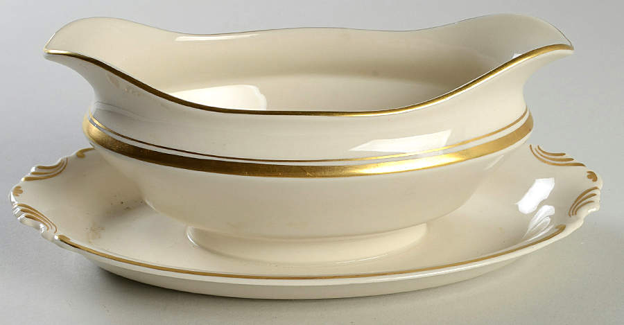 Kent (Gold Trim) Gravy Boat with Attached Underplate by Syracuse-1