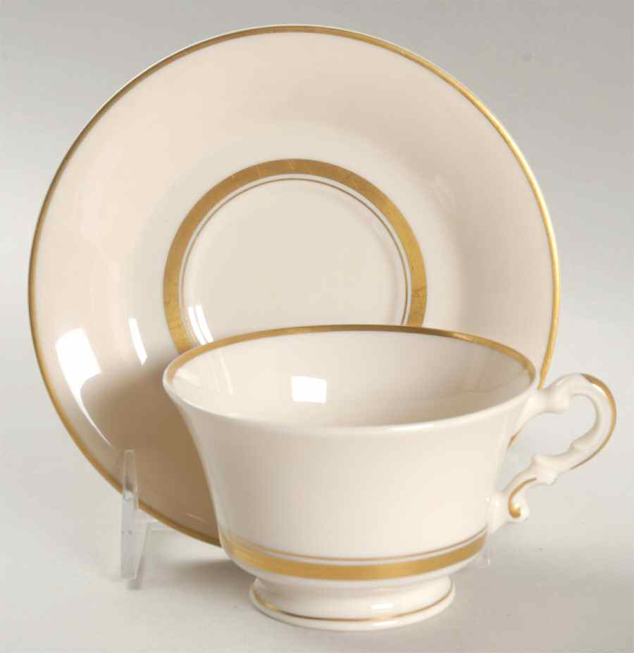 Kent (Gold Trim) Footed Cup & Saucer Set by Syracuse-1