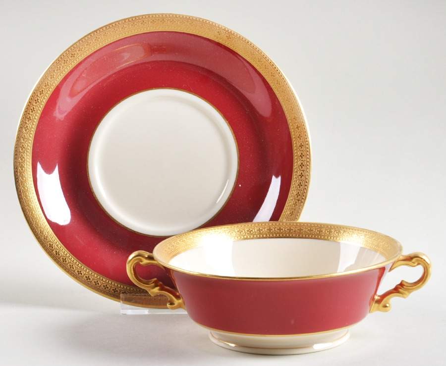 King Arthur Footed Cream Soup Bowl & Saucer Set by Syracuse-1