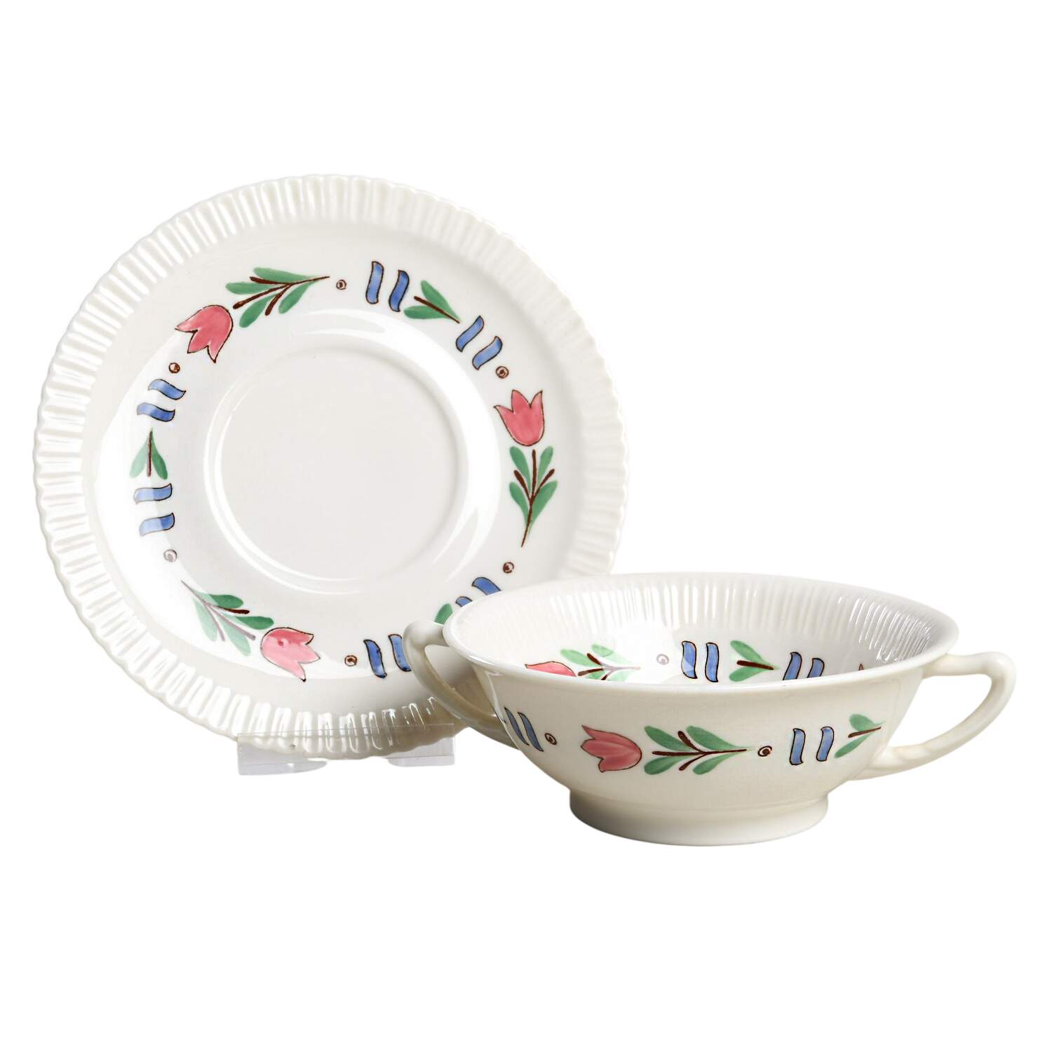 Lancaster Footed Cream Soup Bowl & Saucer Set by Syracuse-1