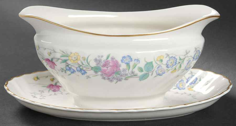 Lilac Rose Gravy Boat with Attached Underplate by Syracuse-1