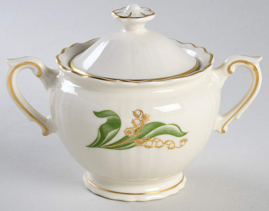 Lily of The Valley (Gold Trim) Sugar Bowl & Lid by Syracuse-1