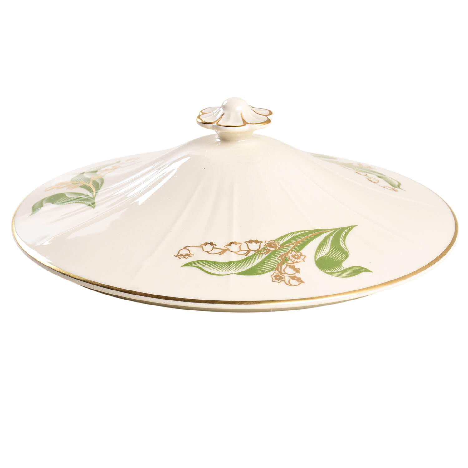 Lily of The Valley (Gold Trim) Lid for Round Vegetable by Syracuse-1