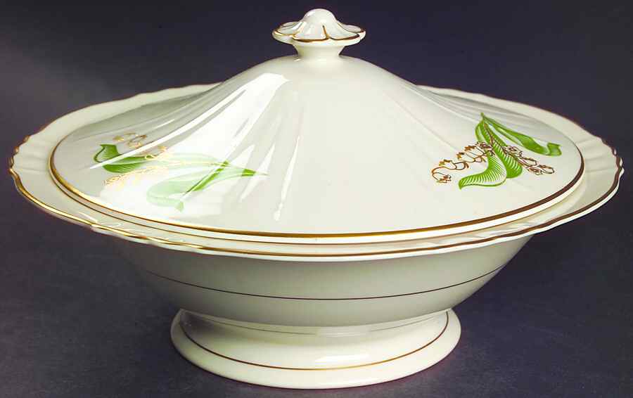 Lily of The Valley (Gold Trim) Round Covered Vegetable by Syracuse-1